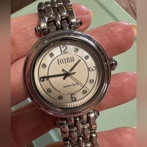 Vintage Ecclissi sterling silver, mother of pearl, and diamond women’s watch